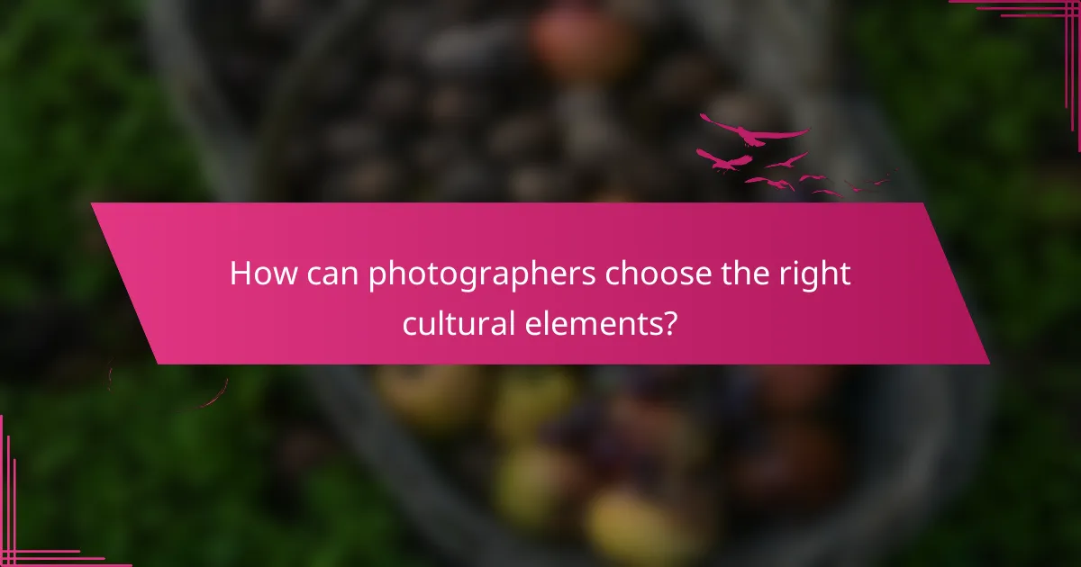 How can photographers choose the right cultural elements?